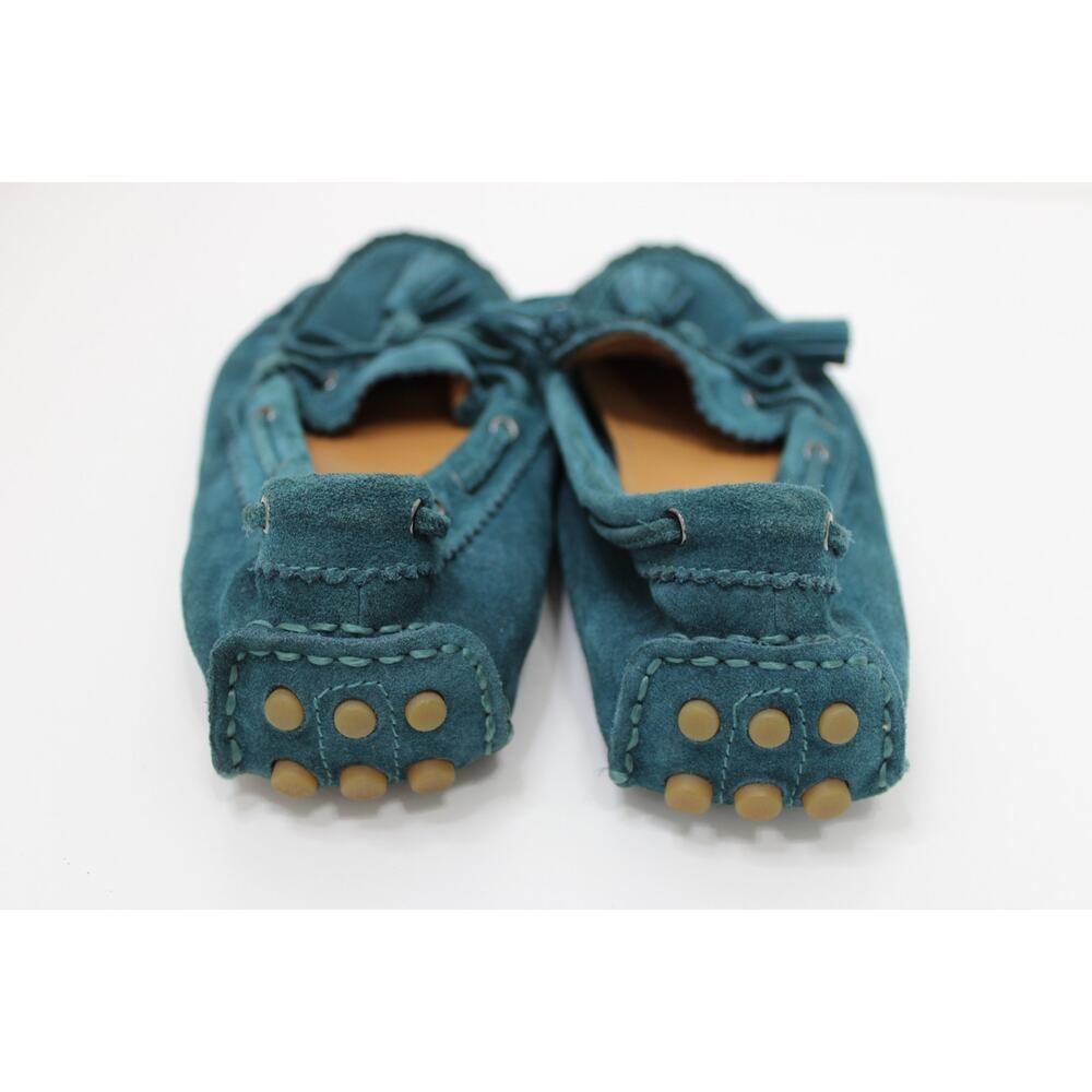Coach Nadia Driver Loafers Women's 8.5 B Teal Suede Leather Slip On Tassel Bow - Picture 5 of 8